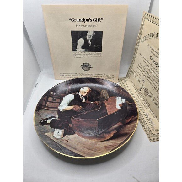 Edwin M. Knowles By Norman Rockwell Granpa's Gift Collector's Plate 80's Unisex - Picture 1 of 10